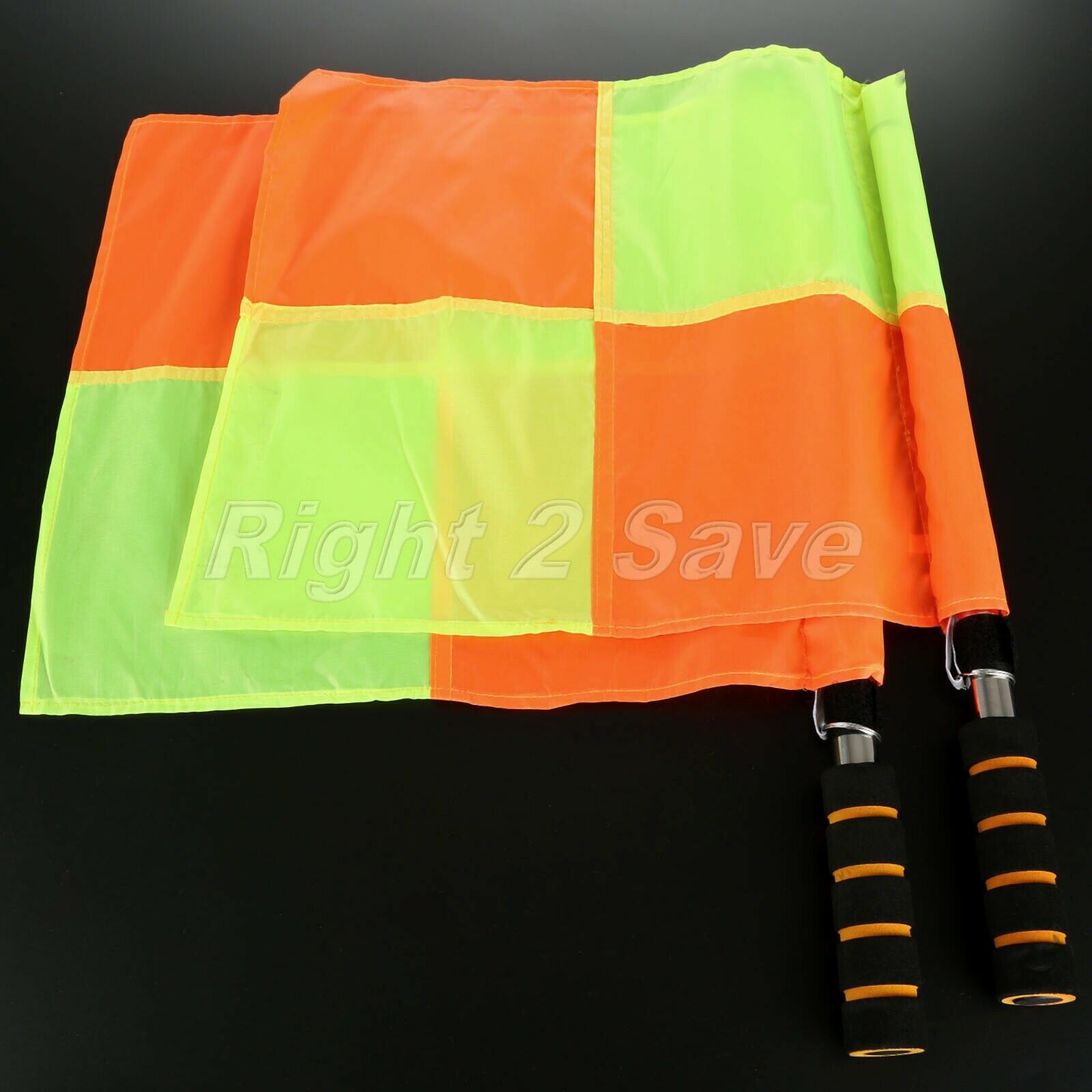 2 x Soccer Referee Flags Deluxe Premier Linesman Flags Football Rugby Hockey