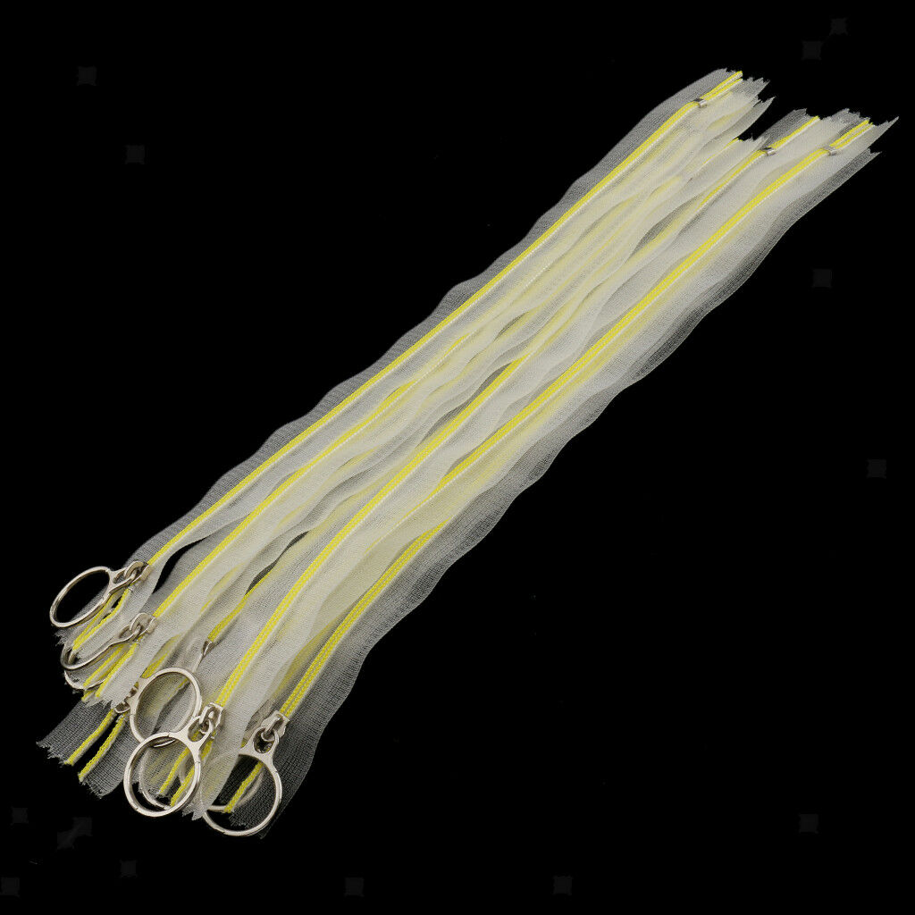 10pcs 25cm Yellow Closed End Transparent Nylon Zippers for DIY Sewing Dress