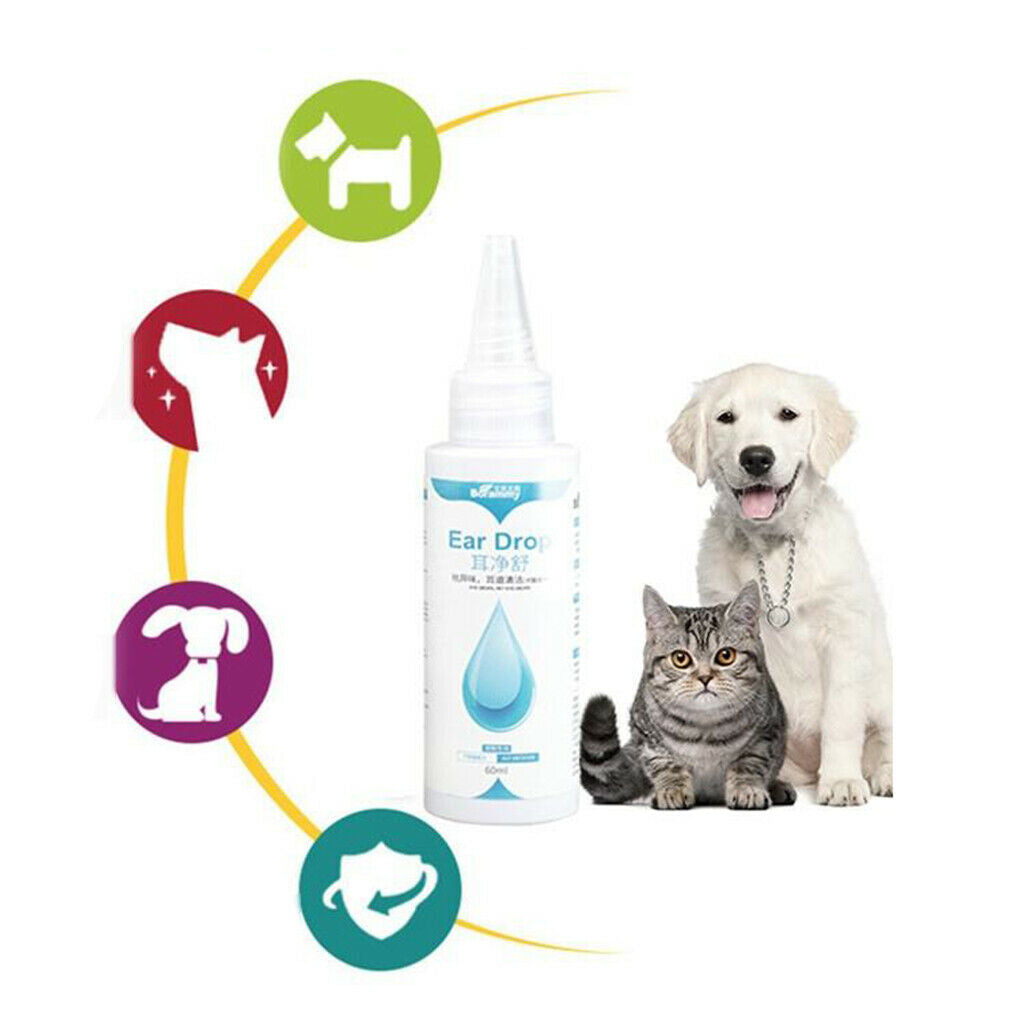 60ml Ear Cleanser Drops for Dogs Cats Puppy Kitten Cleans and Removes Wax