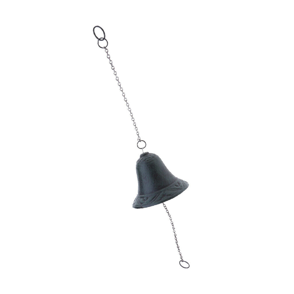 Cast Iron Bell With Hanging Chain Wind Chime Outdoor Garden Hanging Decor