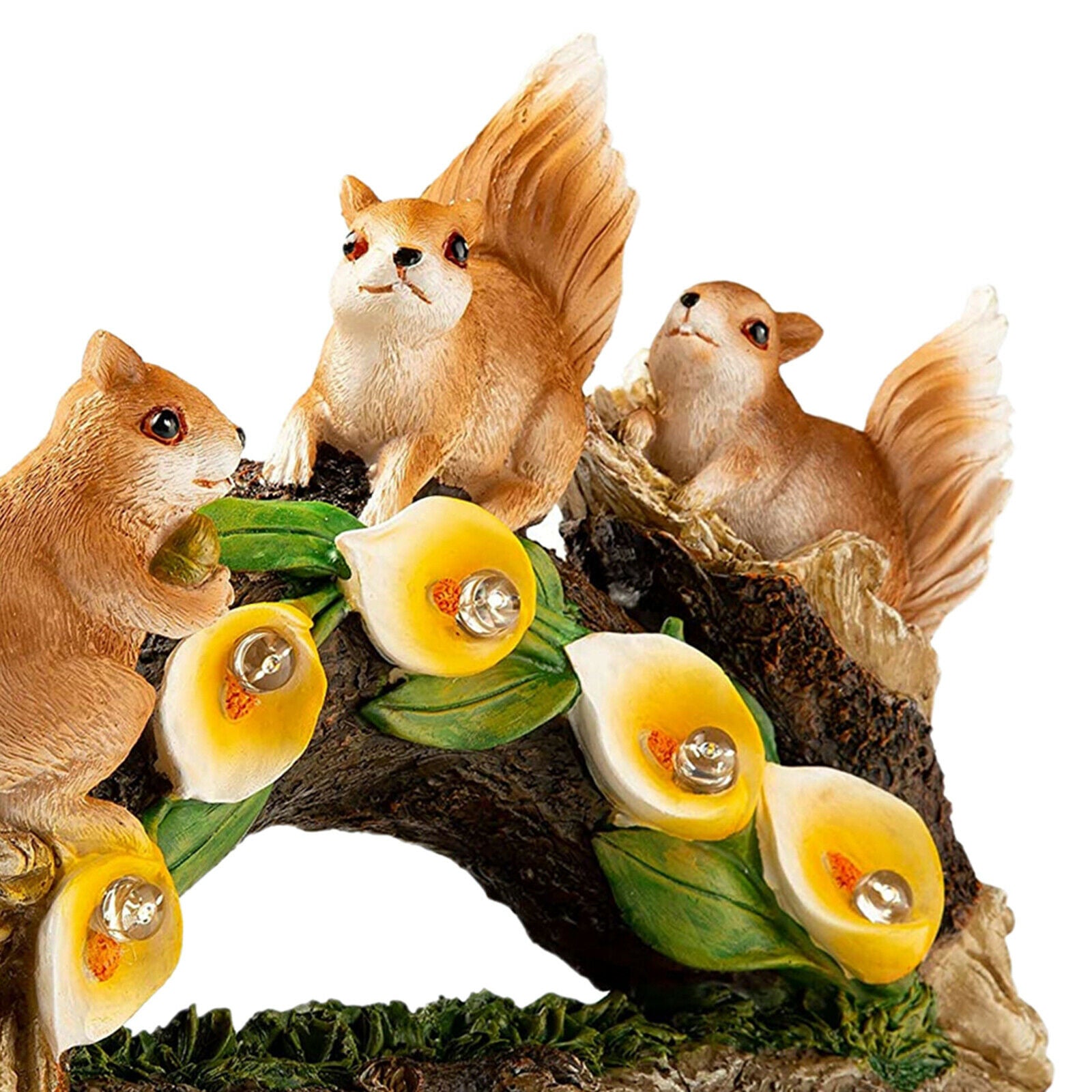 Squirrel Statue Waterproof Solar Powered for Garden Yard Ornament Fall Decor