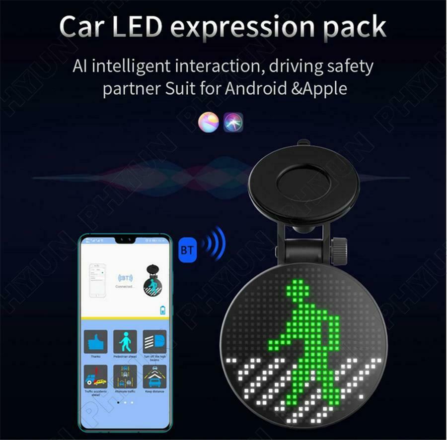 Universal Car Rear Window Emotion Light APP Control RGB LED Expression Lamp 1x