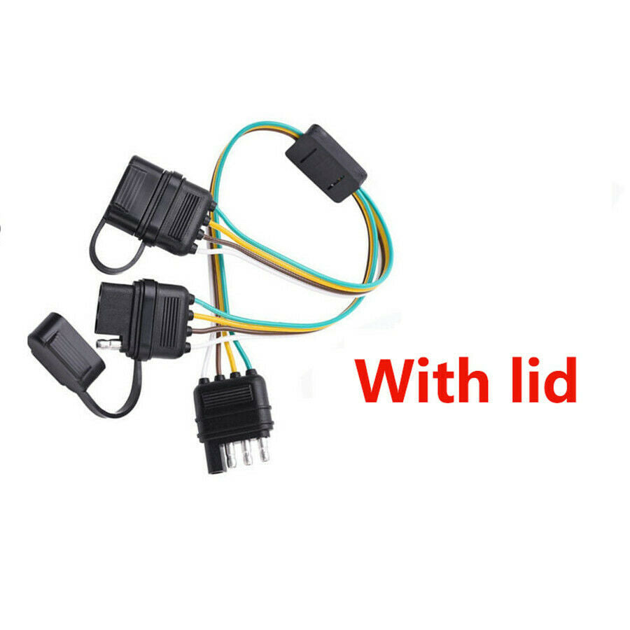 17.5" Heavy Duty Trailer Y-Splitter with Dust Cap Flat 4-Pin Insulating Housing