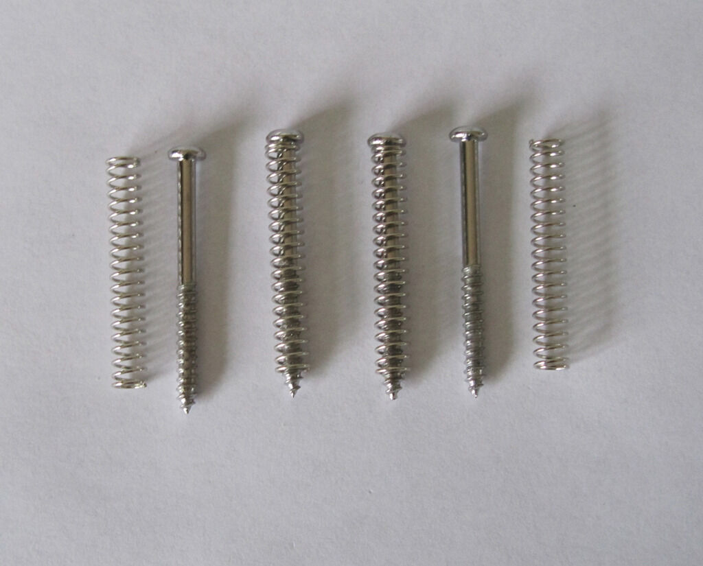 Set of 4 Chrome P Bass J Bass P90 Soapbar Pickup Mounting Screws and Springs