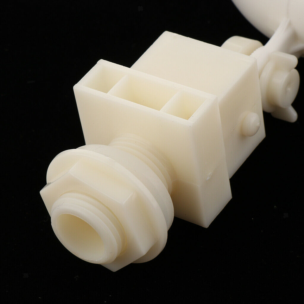 Plastic Float Valve for Water Tank Fountain, Auto Fill with Adjustable Arm White