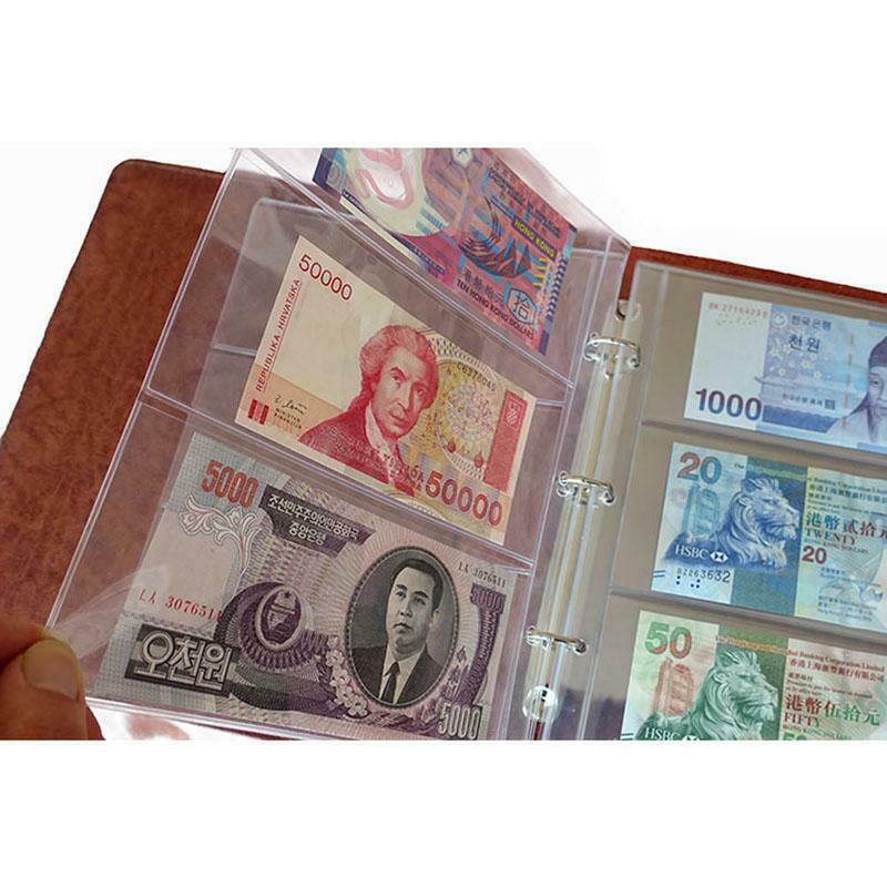 1 Album Pages 3 Pockets Money Bill Note Currency Holder PVC Collection 180x80mm