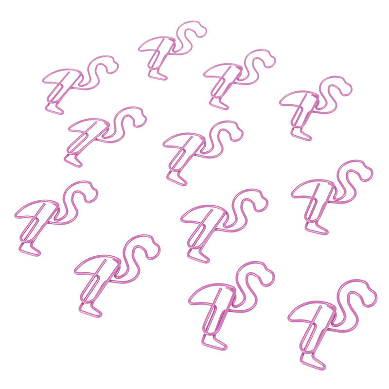 12pcs Cute Flamingo Bookmark Paper Clip Hollow Metal Binder Office Suppli.l8