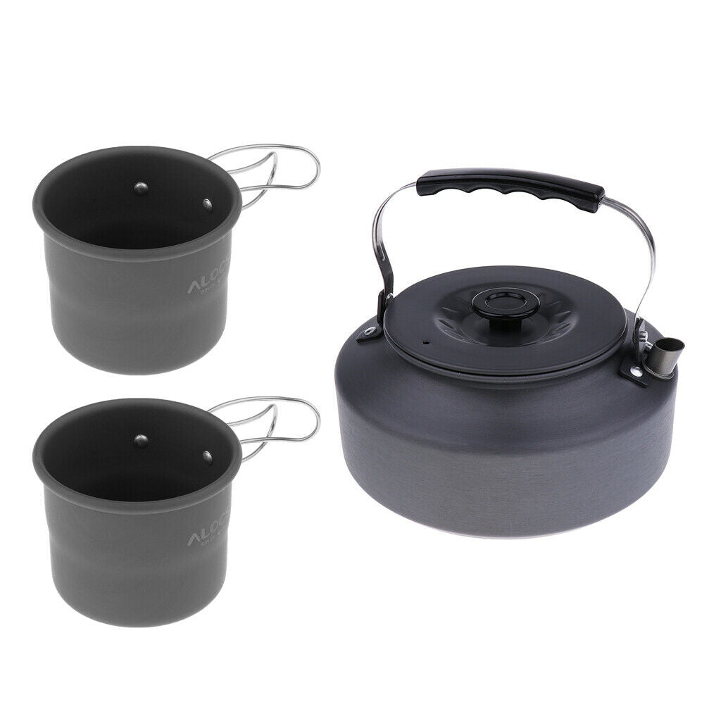 1.6L Aluminum Alloy Water Boiling Cooking Pot Tea Kettle + 2pcs 150ml Coffee Cup