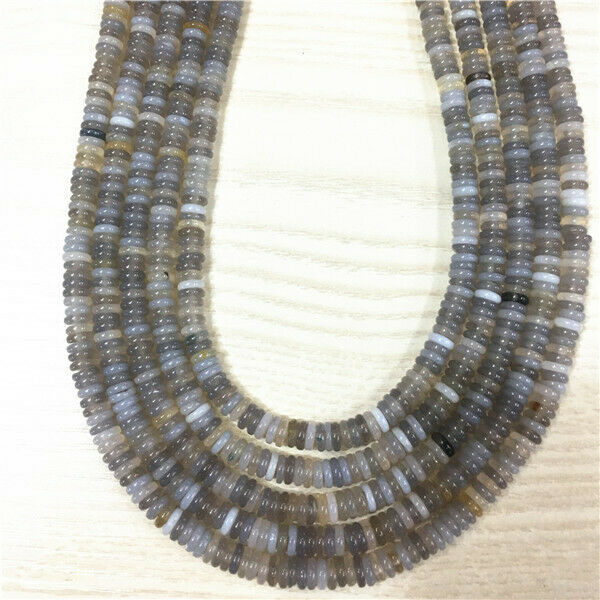 1 Strand 6x2mm Natural Gray Agate Heishi Disc Round Spacer Beads 15.5inch HH393