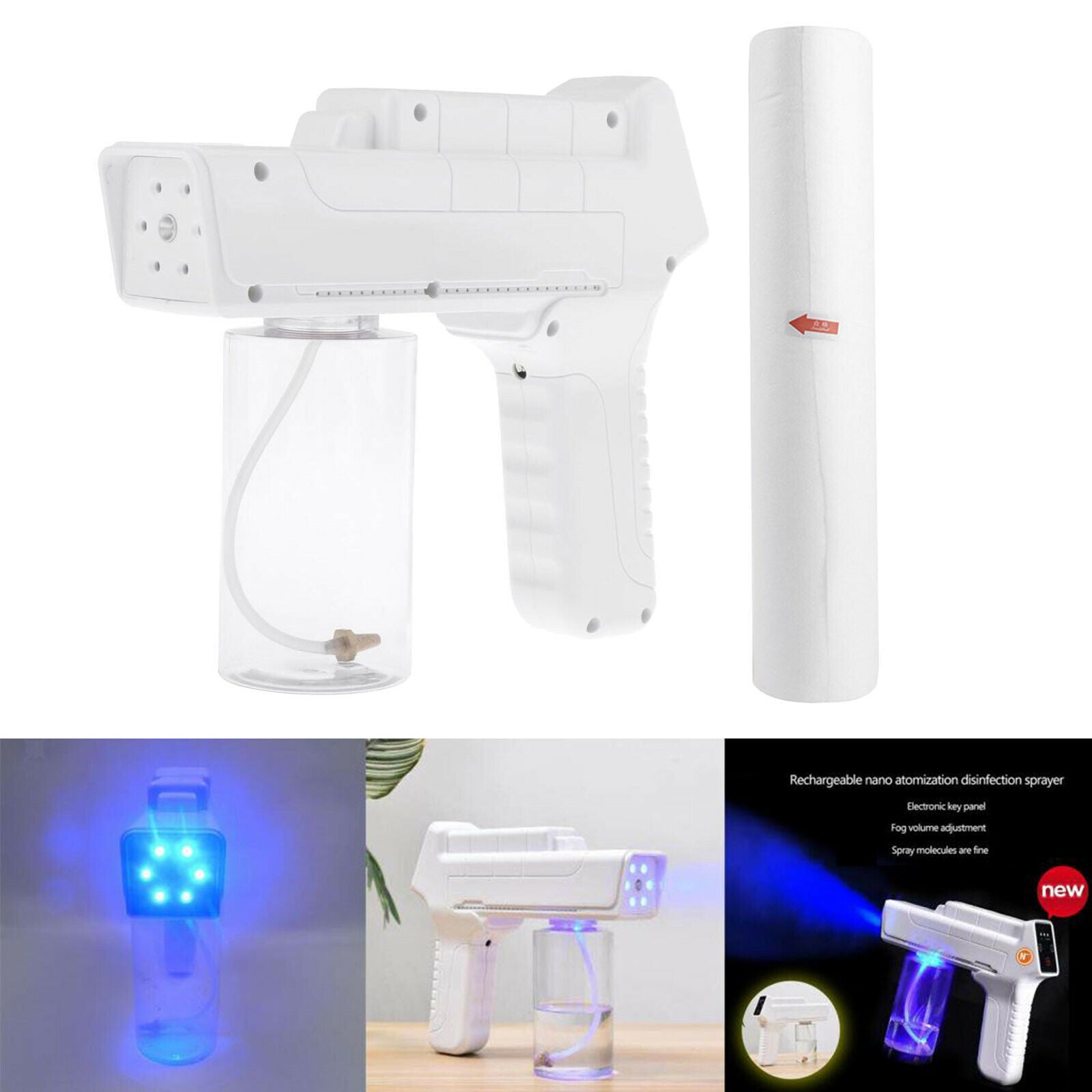Sanitizer Sprayer Disinfectant Blue Light Fogger Spray Gun w/ Disposable Sheets