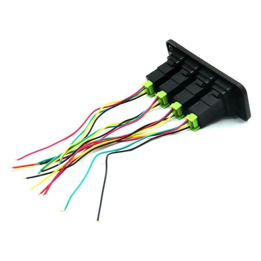 Auto Car 4 Gang White LED Rocker Toggle Light Switches Panel