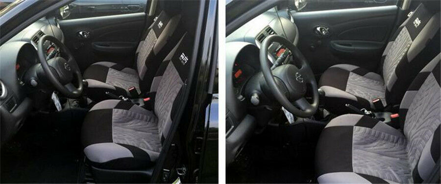 2 Pcs Classic Washable Embroidery Car Seat Cover Set+2x Separate Headrest Cover