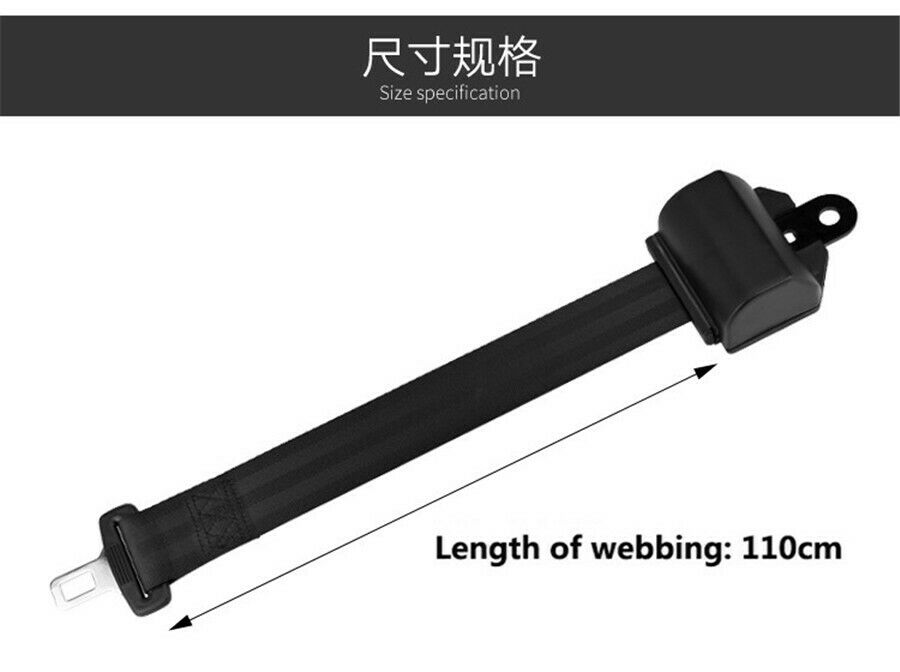Fully Enclosed 2Point Seat Belt Retractable Car Safety Seatbelt Retractor&Buckle