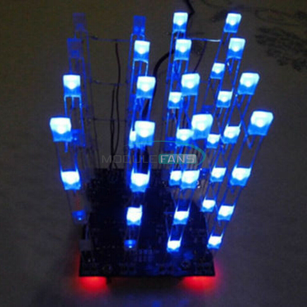 4x4x43D LED Light Squared 2*5*7MM LED Cube LED Red+Blue Ray DIY Kit