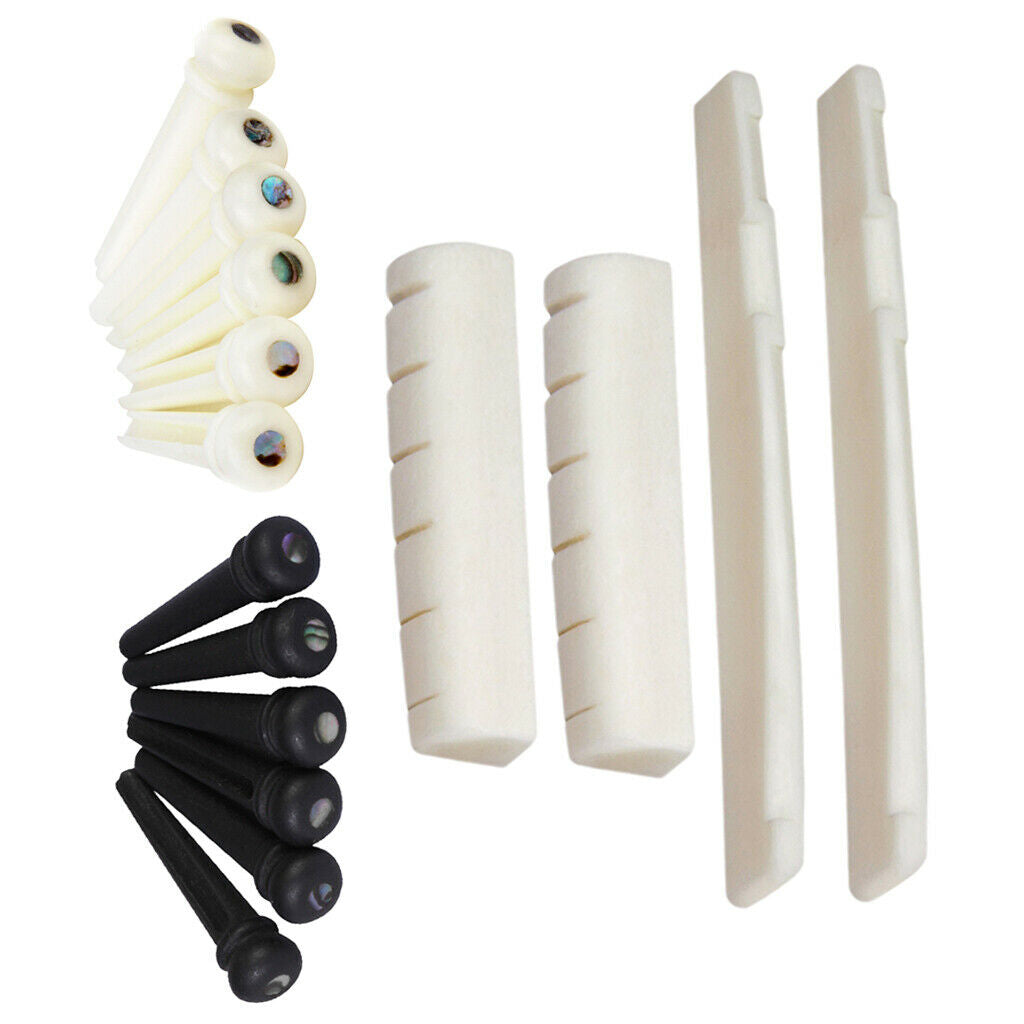 Sattle Nut Set + 6pcs Ebony Pins + 6pcs Artificial Bone Pins For