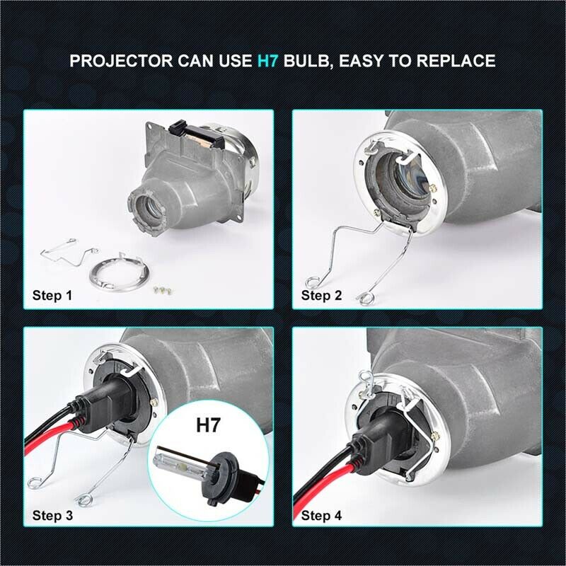 3.0 Inch Q5 H7 HID Xenon LED Headlight Bi Xenon Full Metal Projector Lens for A7