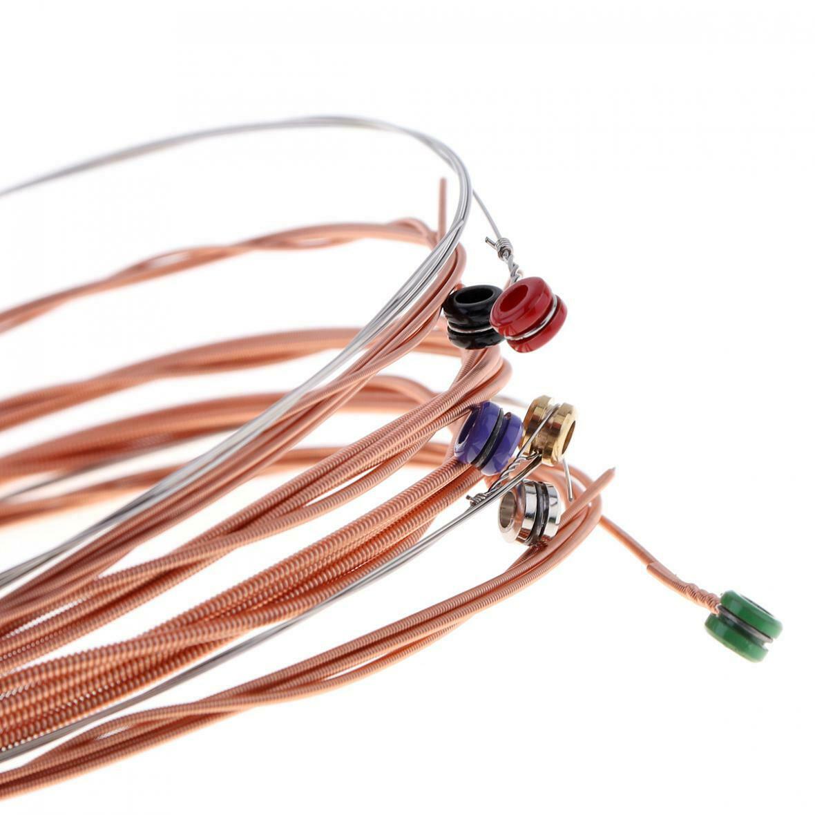 6Pcs Guitar String 010-047 Red Copper Strings Anti Rust Coat Full Bright Tone