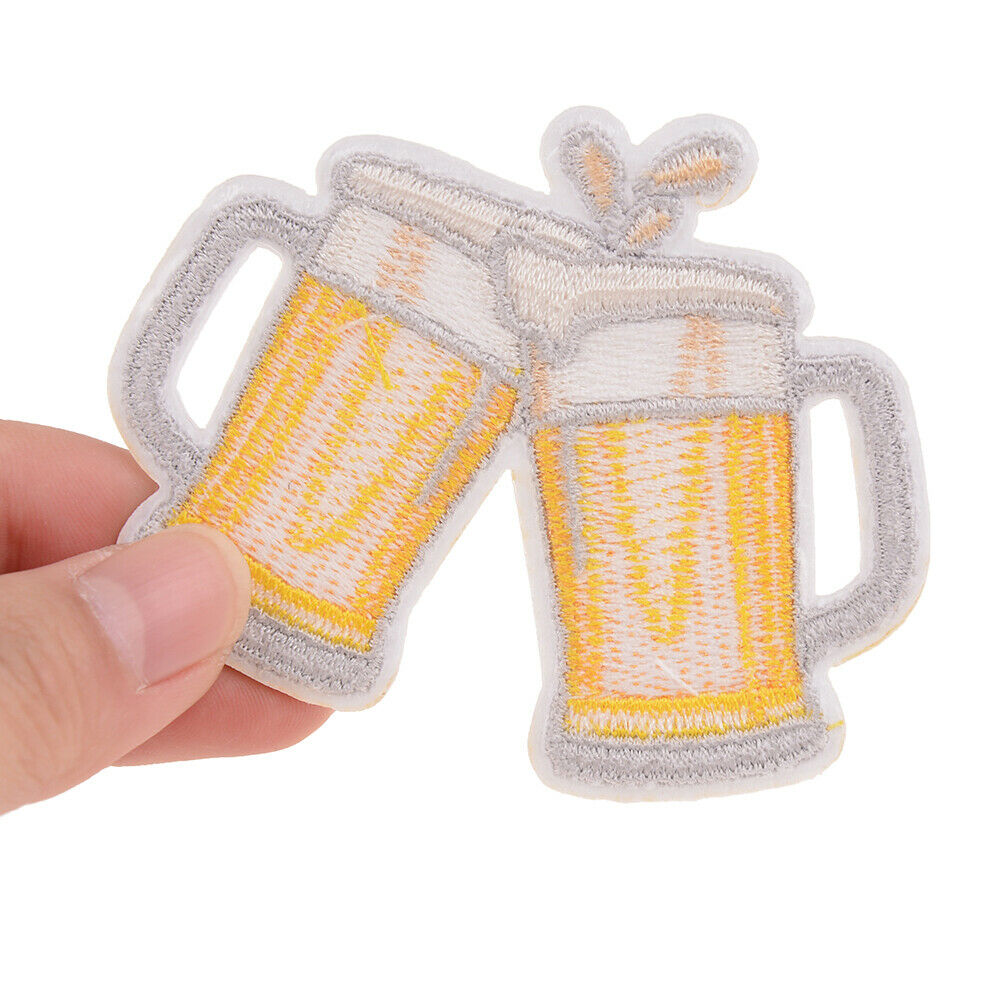 diy embroidery beer badge iron on patch for clothes stickers fabr.l8