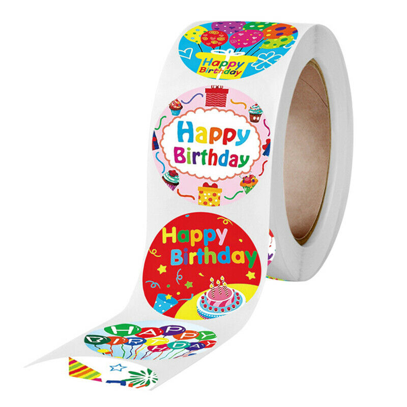Happy Birthday Round Stickers Scrabooking For Package Seal Gift Stick.l8