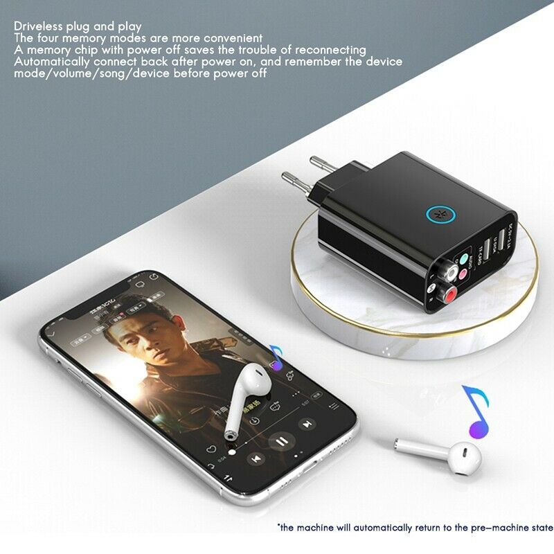 Bluetooth Receiver Transmitter 2-In-1 Bluetooth 5.0 AUX Audio Adapter for T P8K6