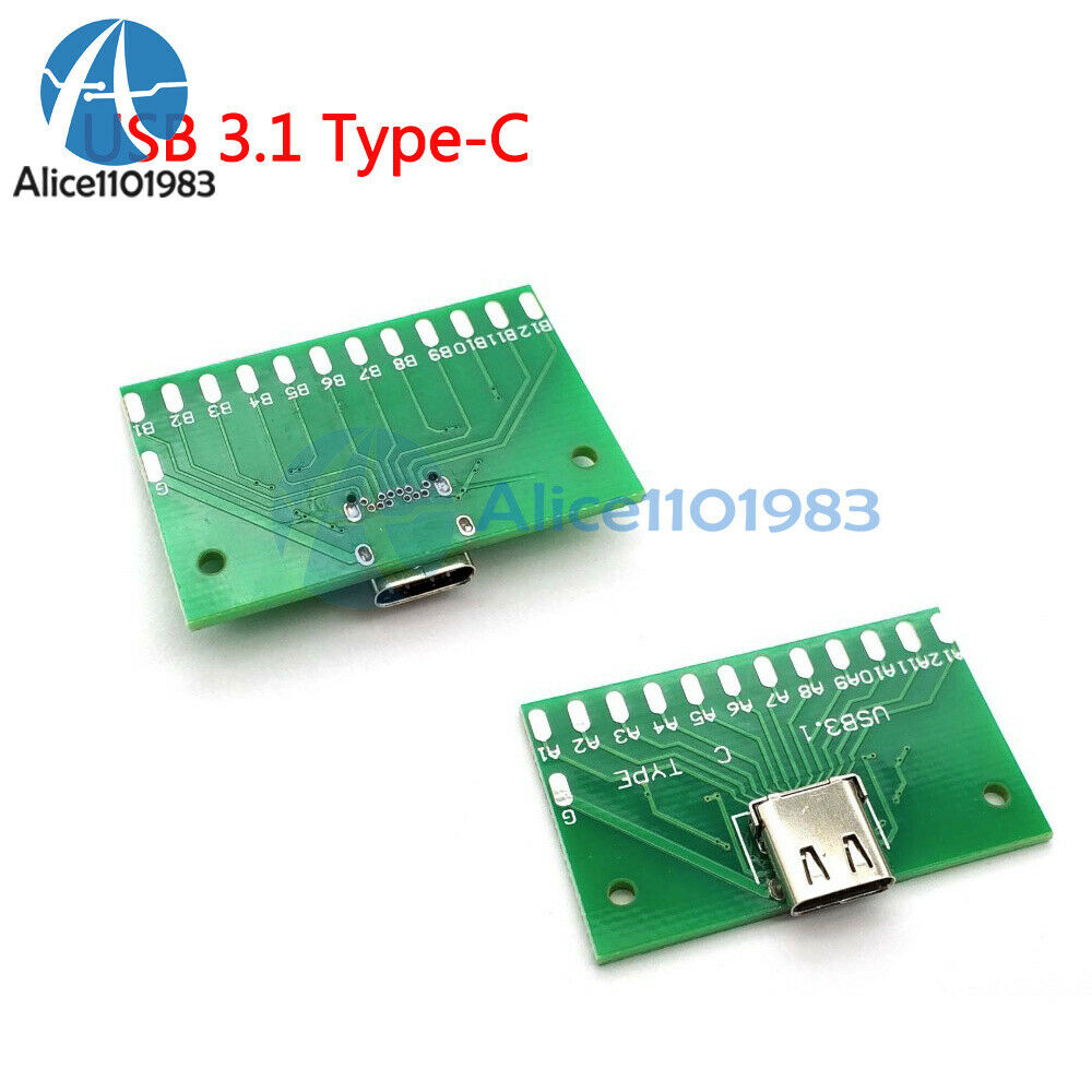 24Pin USB 3.1 Type C Female Plug Socket Connector SMT Type + PCB Board For DIY
