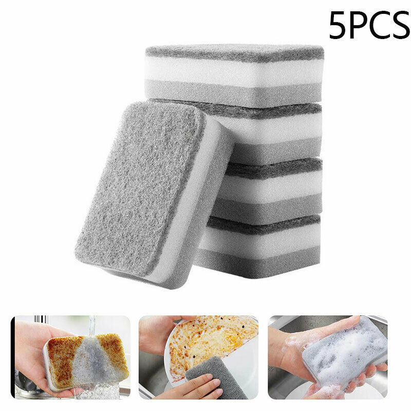 5PCS Strong Magic Sponge Cleaning Brush Dish Bowl Washing Sponge Kitchen .l8