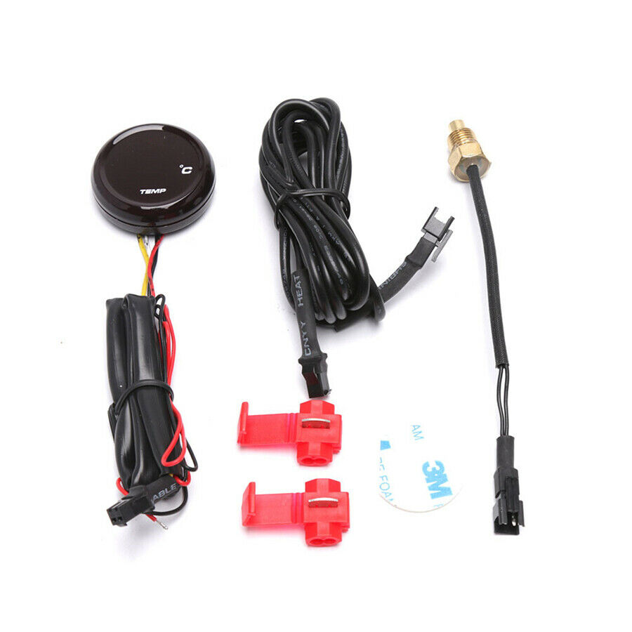 Water Temp Thermometer Motorcycle Digital Gauge Meter Red LED Display DC 12V