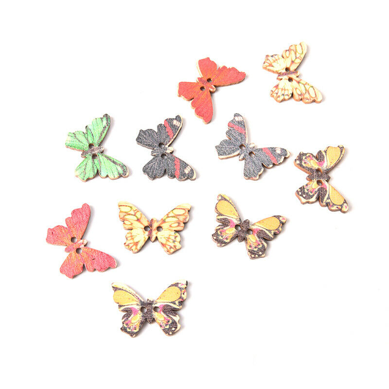 Colorful Butterfly Wooden Buttons Sewing Scrapbooking Sewing Buttons For .l8