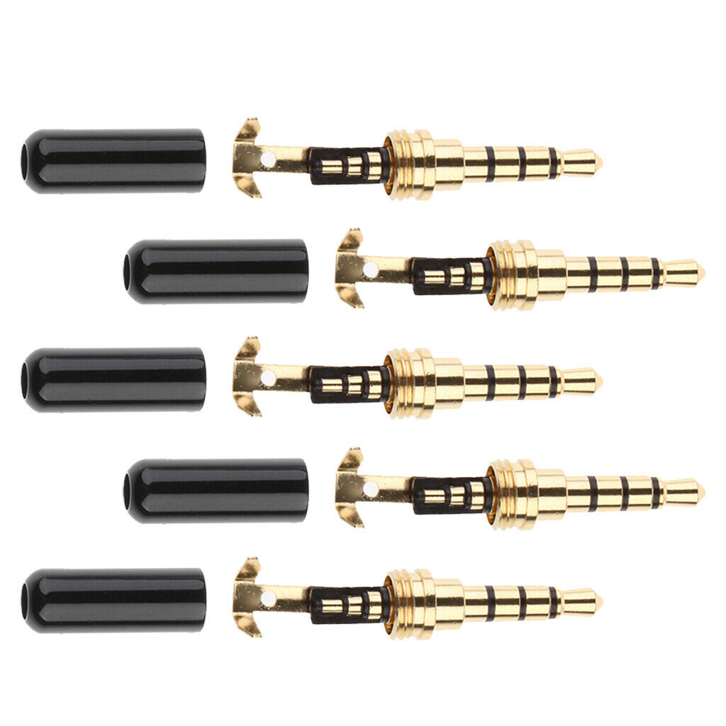 5Pcs 4 Pole 3.5mm 1/8" TRRS Stereo Male Audio Head Jack Plug for Headphone