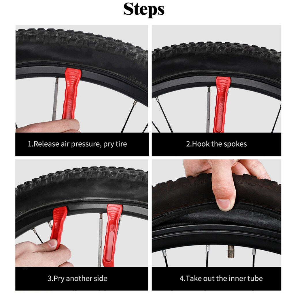 5 Pieces Bicycle Bike Tire Changer Wheel Lever Remover Repair Pry Tool Red