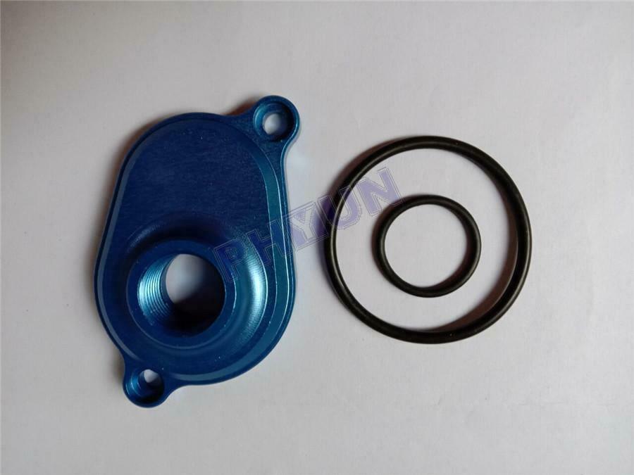For 2003-07 Ford Powerstroke 6.0L Aluminum Oil Cooler Back Flush Adapter Blue