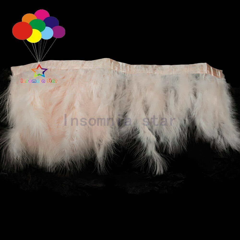 2 Meter Natural Fluffy Champagne pink Marabou Trim Turkey Feathers Fringe CRAFTS
