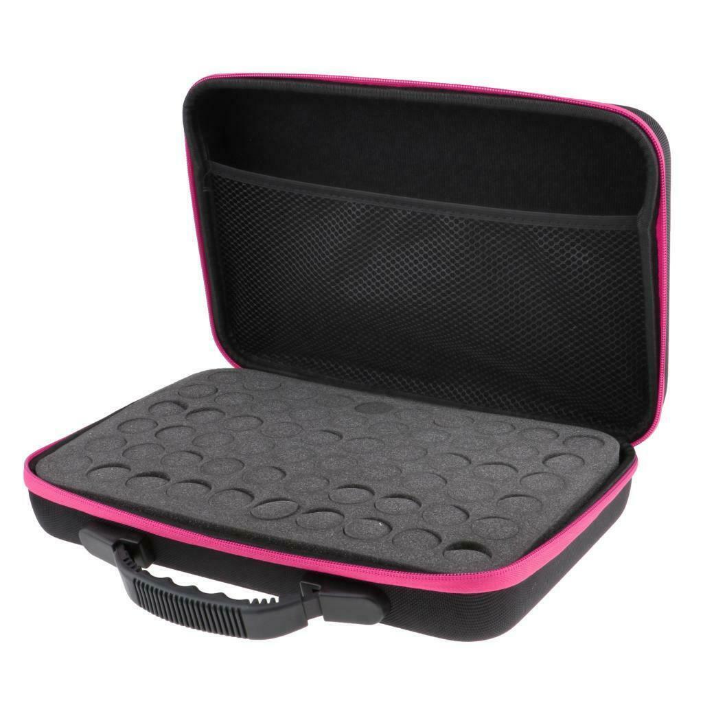 Portable Essential Oils Carrying Case Travel Holds 60 Bottles 5ml-15ml Pink