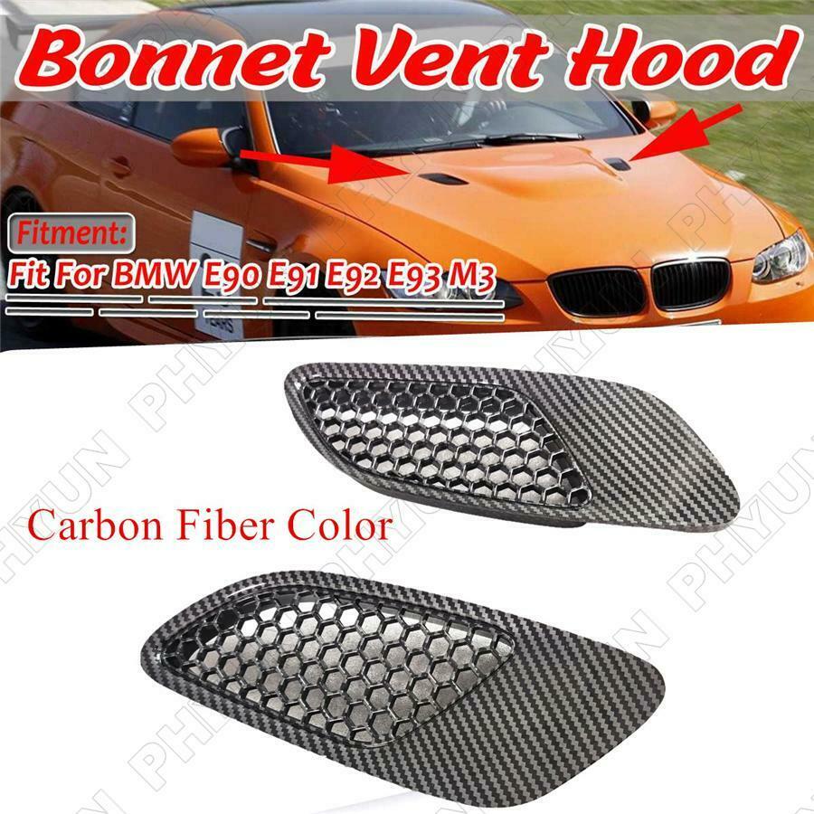2x Carbon Fiber Style Bonnet Vent Hood Air Vents For BMW E90 E91 E92 E93 M3 Type