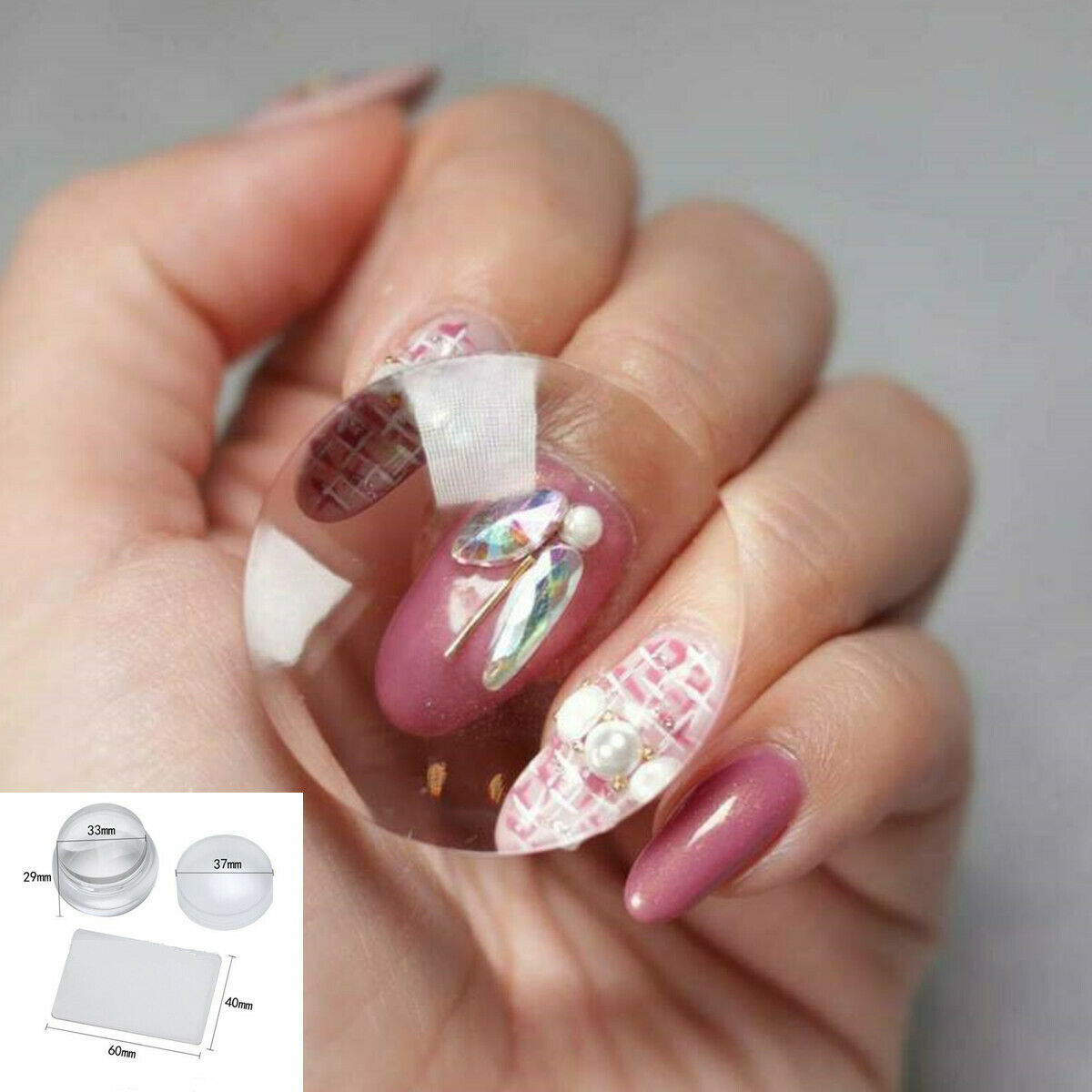 1 Set Clear Nail Art Stamping Transfer Stamper Scraper Plate Manicure Tools Kit