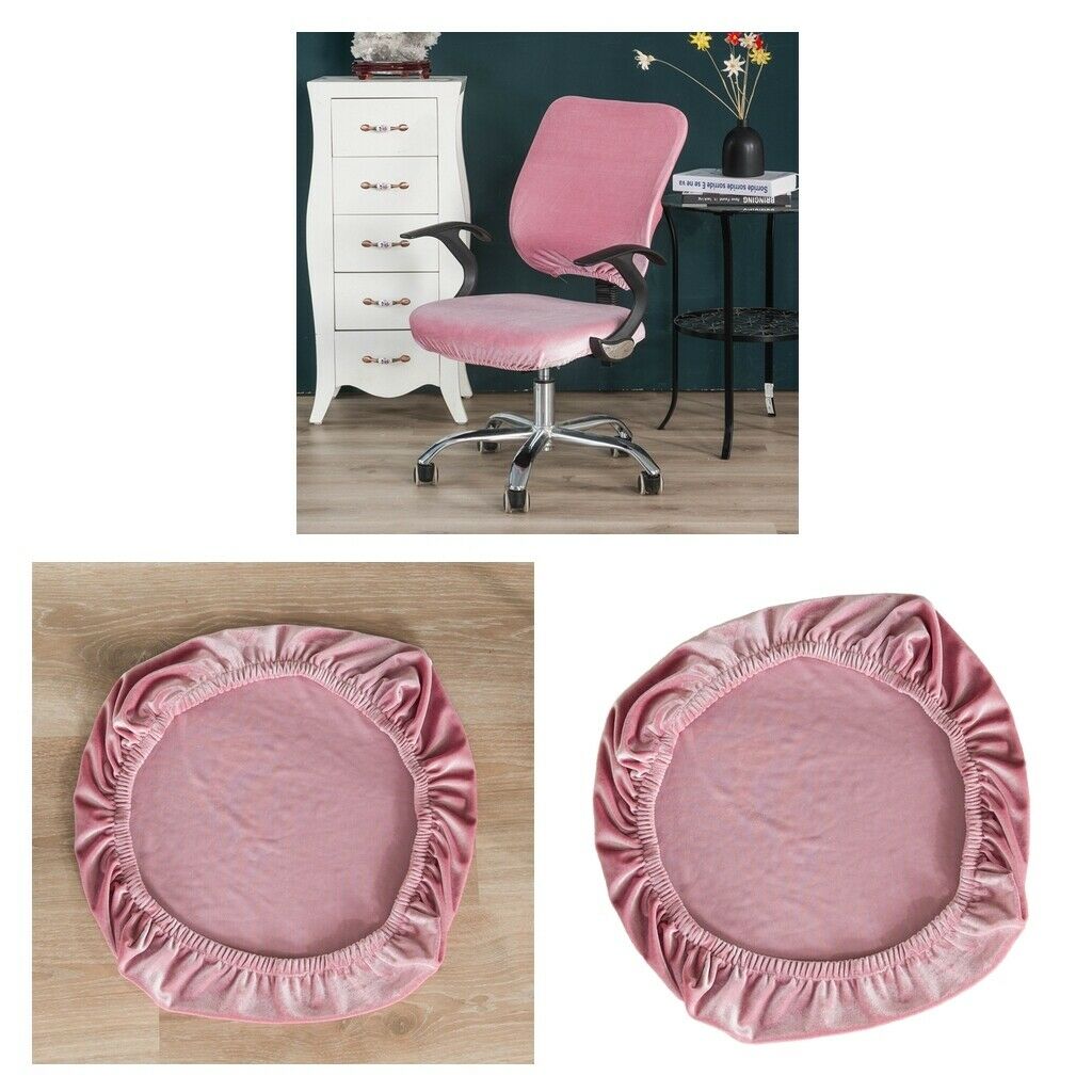 2Pieces Stretch Velvet Chair Covers Seating Slipcovers Protector Decor Pink