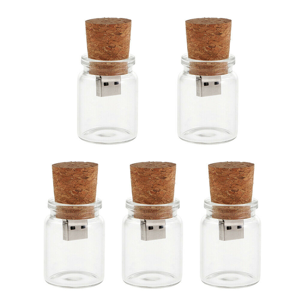 5 pieces Glass Bottle USB 16GB Portable Flash Drive Memory Stick Lovely Gift