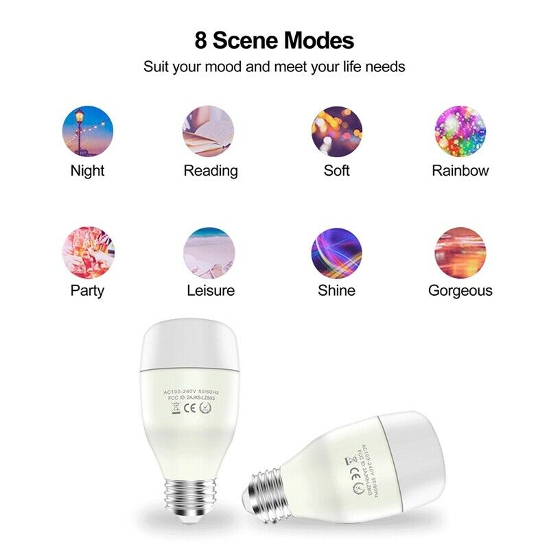 E27 Smart Wifi LED Bulb 7W WCRGB Tuya Smart Dimmable Lamp Bulb Color ChanginW4H3