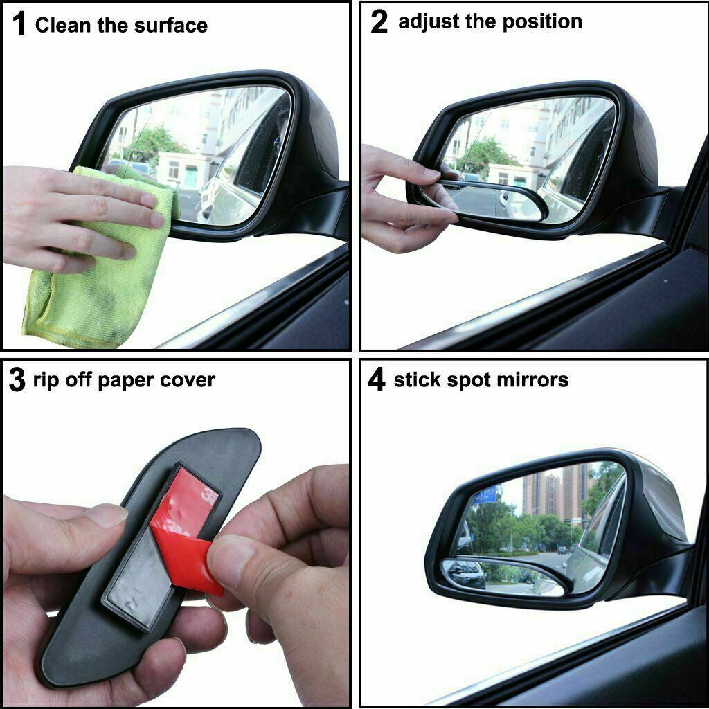 2x 360Â° Stick on Rear View Blind Spot Mirror Wide Angle For Universal Car Truck