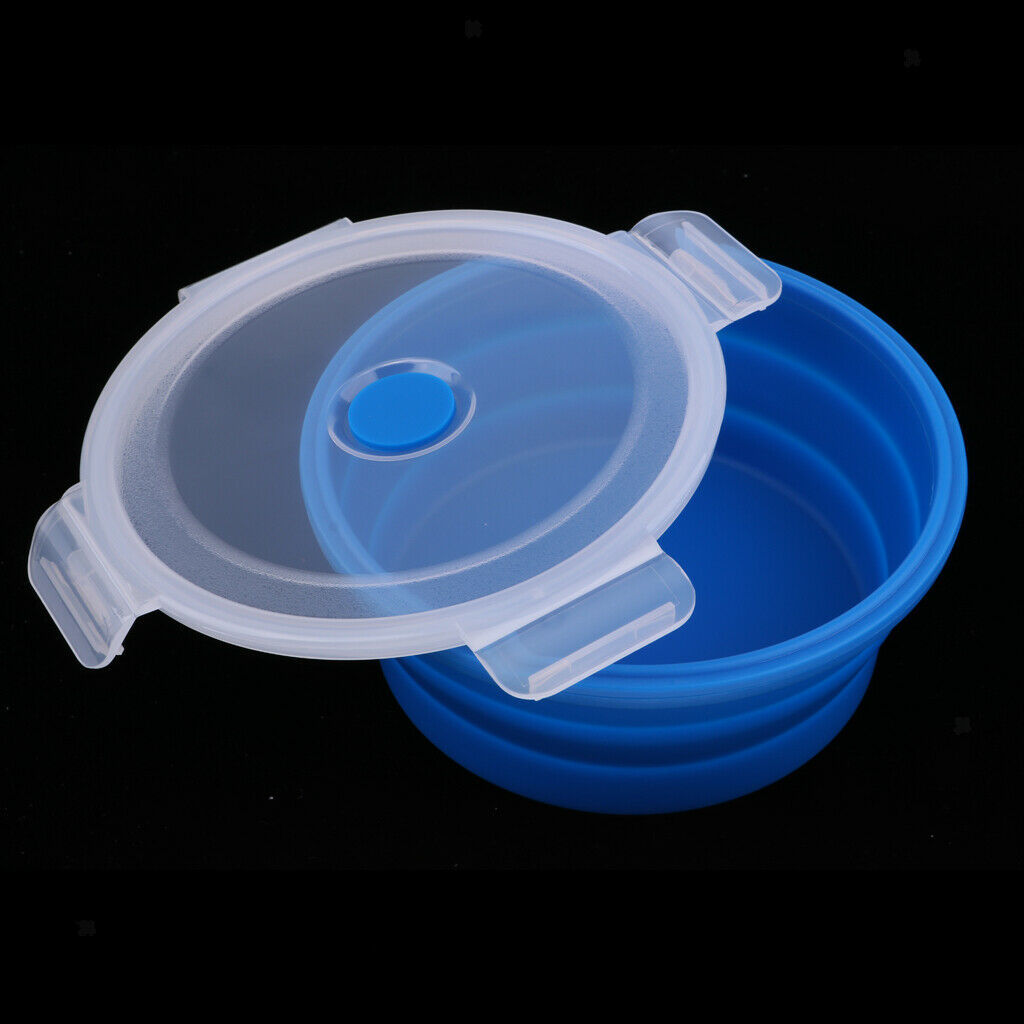 Collapsible Silicone Camping Bowl, Food-grade and BPA-free 400ml Blue