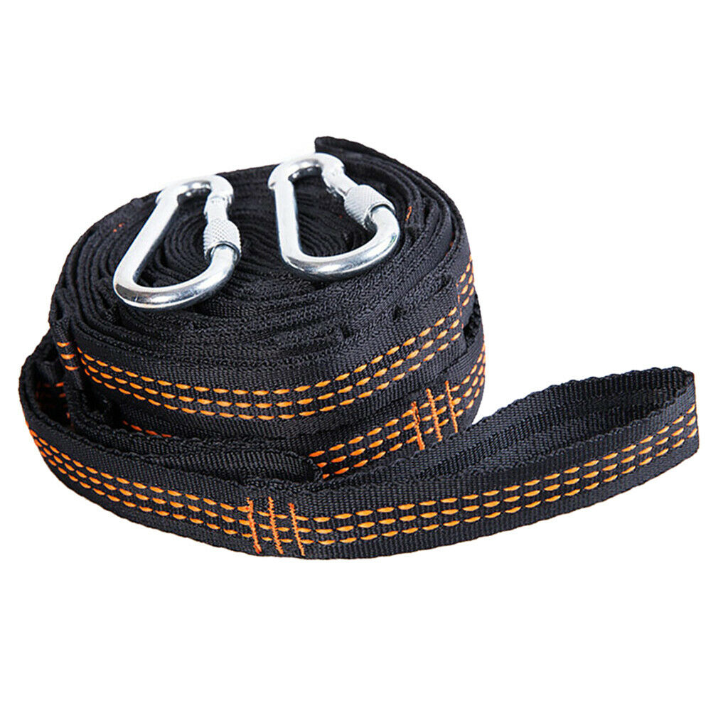 Hammock Bed Rope Tree Strap Strong Hanging Outdoor Camping Tool Hooks Orange