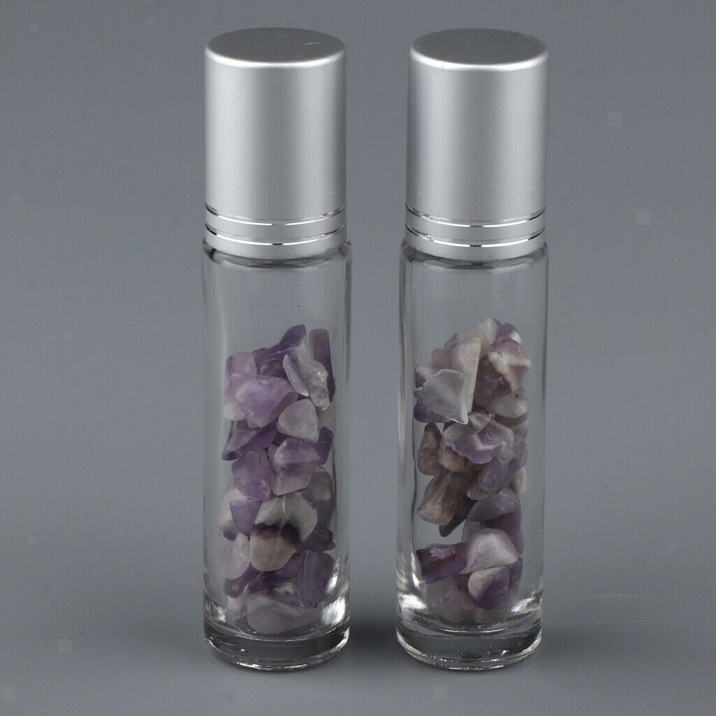 4 Pieces 10ml Empty Glass Oils Perfume Aromatherapy Roll-on Bottles Pink+Purple