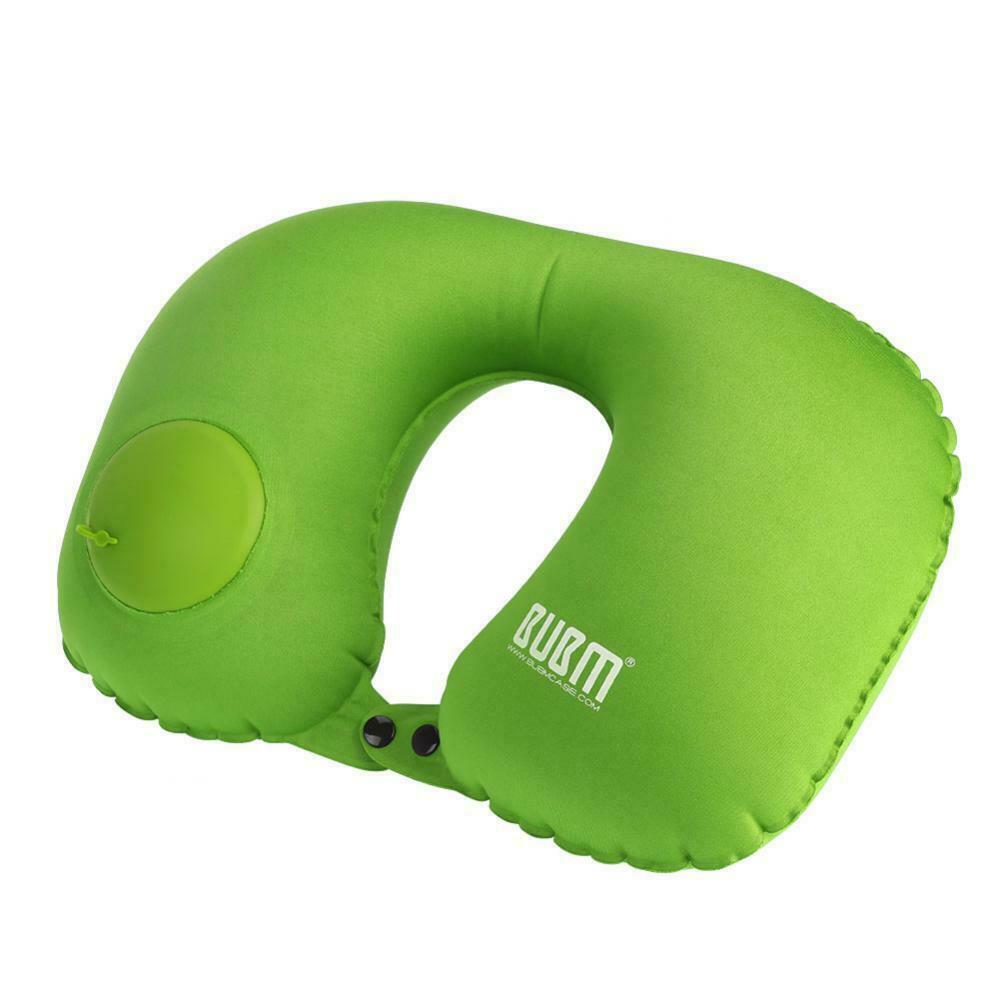 Inflatable Travel Pillow U Shaped Neck Pillow  for Car Trains Airplane green