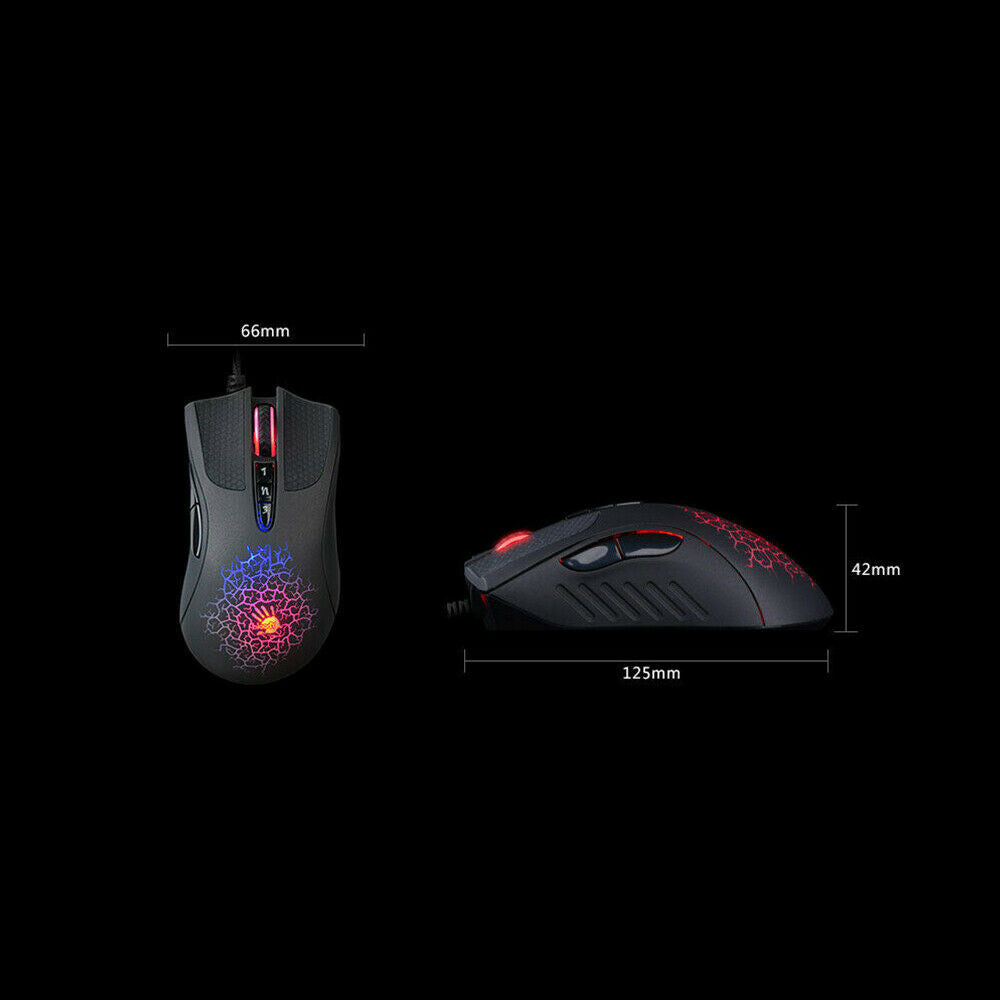 For Bloody A90 Optical Gaming Mouse Crackle Colorful Glare Wired Mice for Gamer