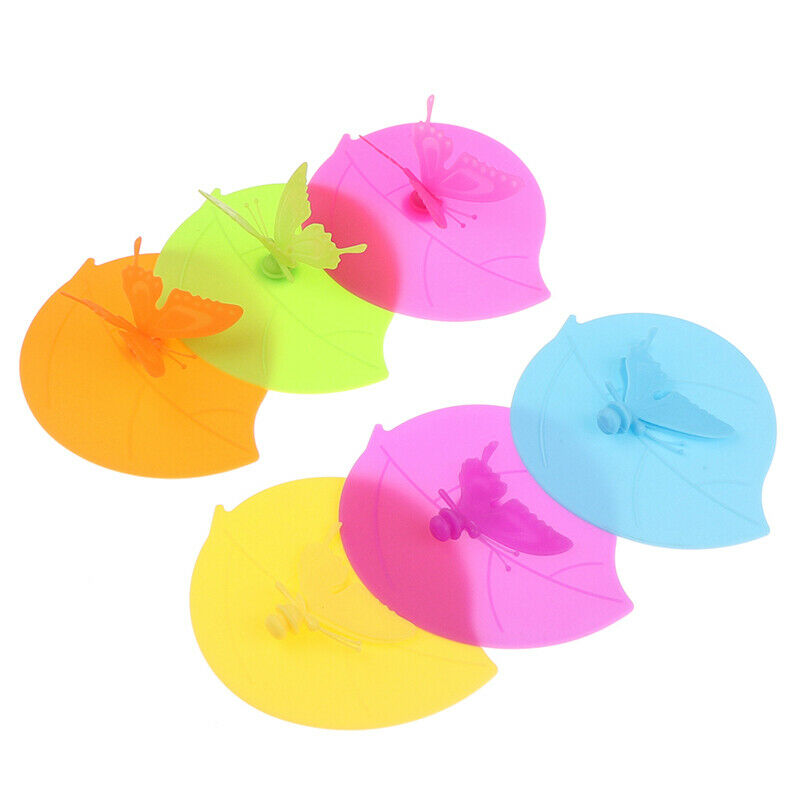 Colorful Butterfly Leaves Silicone Cup Cover Dustproof Glass Plastic Mug CapBDA