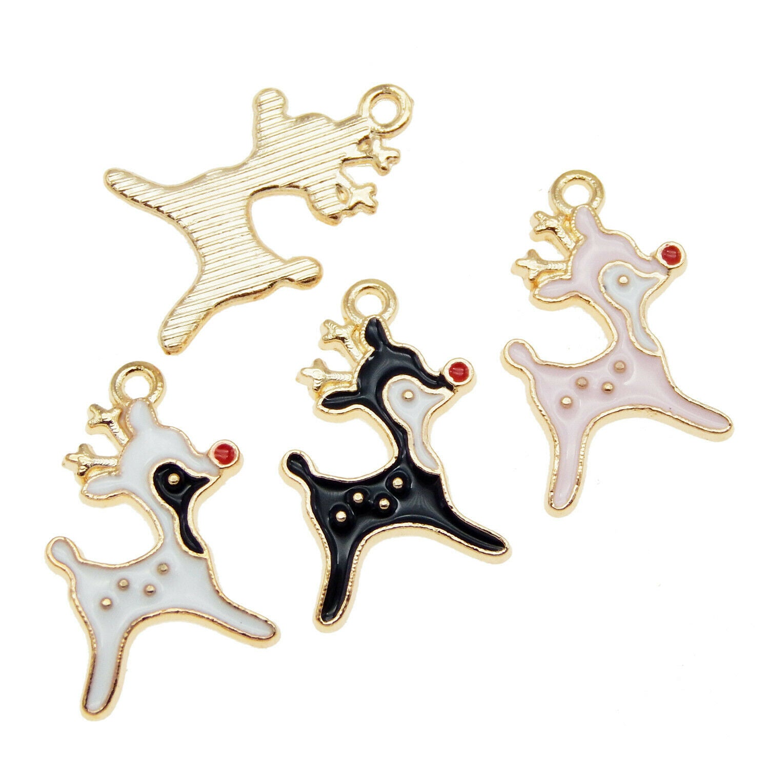 Mixed Colors 21x14mm Enamel Deer Reindeer Pendant Charms DIY Accessories 24pcs