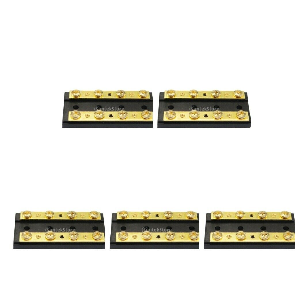 5 Pieces Engine Marine Boat 4 Gang Duel Buss Bar Block 8 Terminal 32V60A