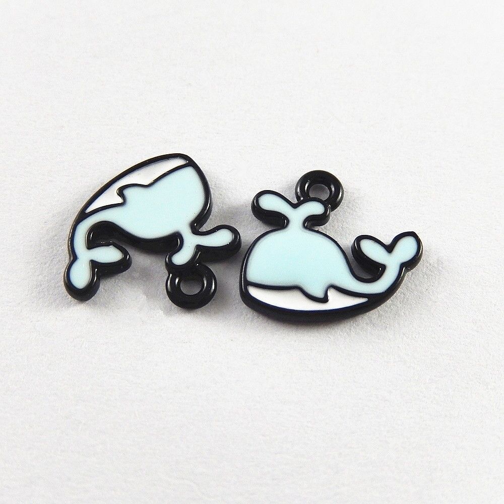 20 pcs Enamel Zinc Alloy Cute Whale Charms Pendant Jewelry Craft Findings 51855