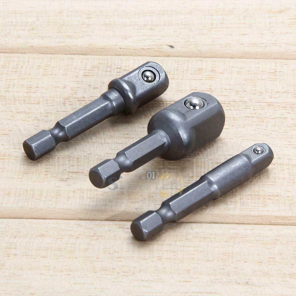 New 3Ã— Socket Adapter Bit Set Hexagonal Shank 1/4" 3/8" 1/2" Impact Driver Tool