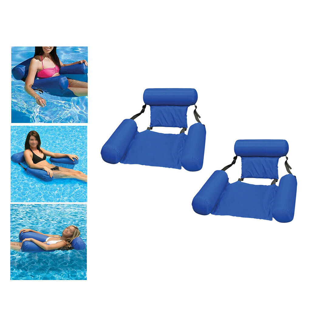 2Set Inflatable Floating Bed Float Raft Hammock Lounge Lake Beach Lounge Chairs
